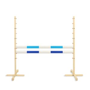 Springhindernis für Hobby-Pferd 120cm, mit zwei Stangen - helles Blau und Blau
