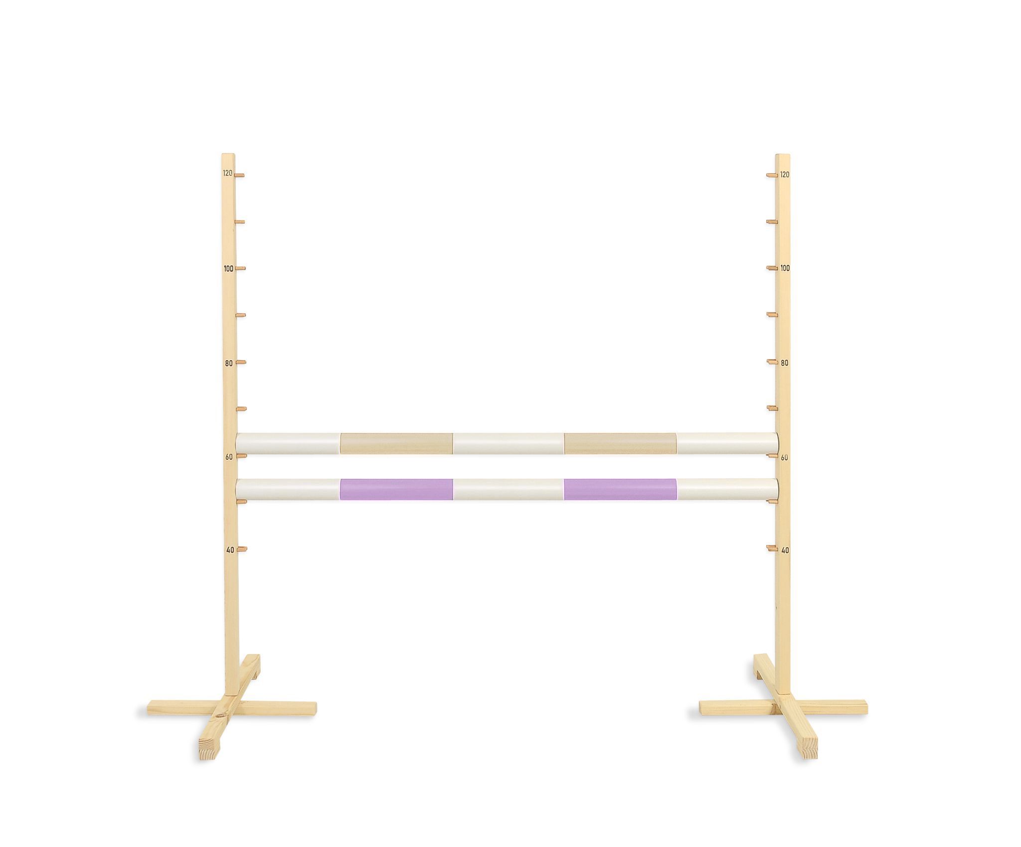 Springhindernis für Hobby-Pferd 120cm, mit zwei Stangen - Beige und helles Rosa