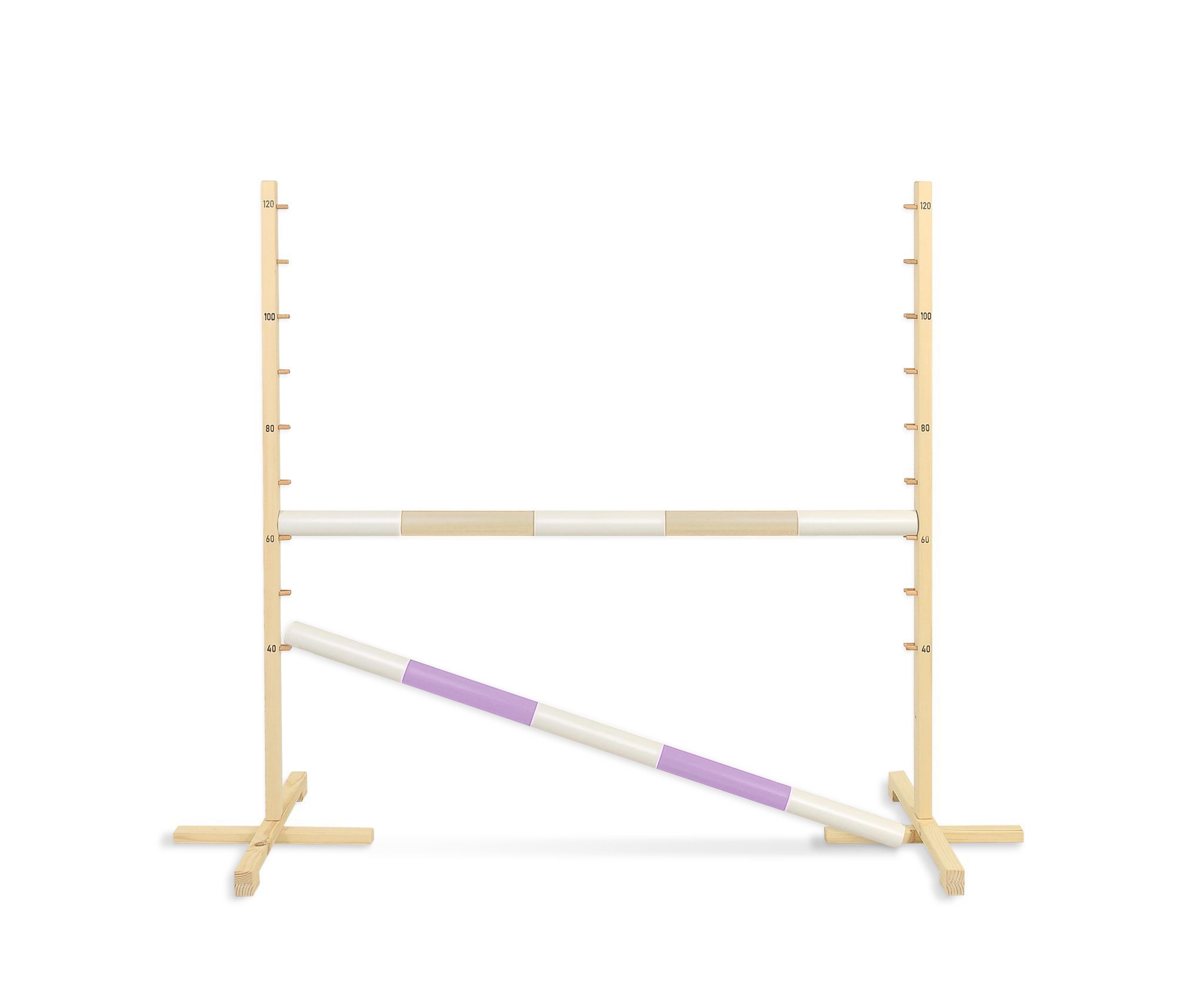 Springhindernis für Hobby-Pferd 120cm, mit zwei Stangen - Beige und helles Rosa – Bild 5